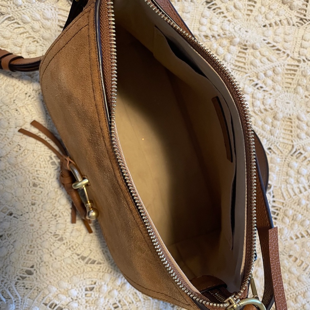 See by Chloe Joan Leather Suede Flap Top Zip Caramel Shoulder Bag by Chlo - Picture 8 of 8